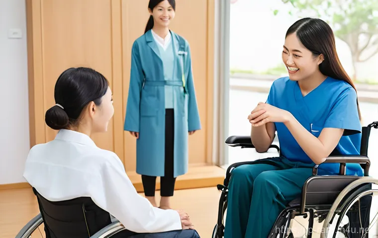 근육병 치료비 지원 방법 - **Prompt:** A heartwarming and supportive scene of a young person (around 10-15 years old) with musc...
