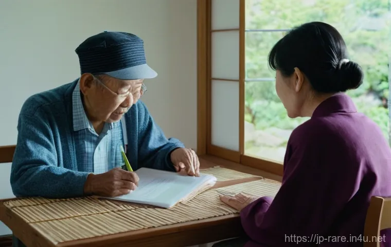 파킨슨병 치료비용 보험 적용 - **Prompt:** A serene and hopeful scene inside a clean, modern Japanese home. An elderly Japanese man...