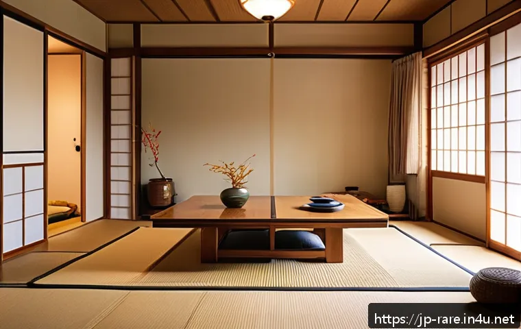 파킨슨병 환자와 가족의 생활관리 팁 - A cozy Japanese-style living room optimized for Parkinson’s disease patients, featuring low-height f...